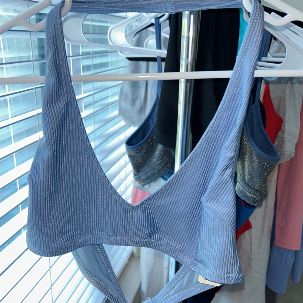 Aerie Blue Ribbed Women's bikini top